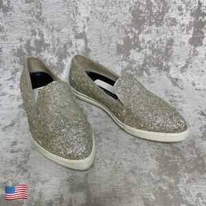 Alice + Olivia Pointed Toe Beaded Plimsoll Sneaker in Silver